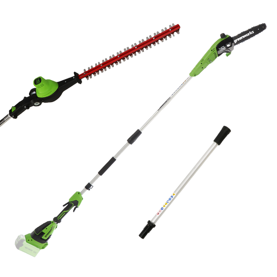 Greenworks GD40PSH - Potatore/Tagliasiepi su asta di prolunga - SENZA BATTERIA E CARICABATTERIA