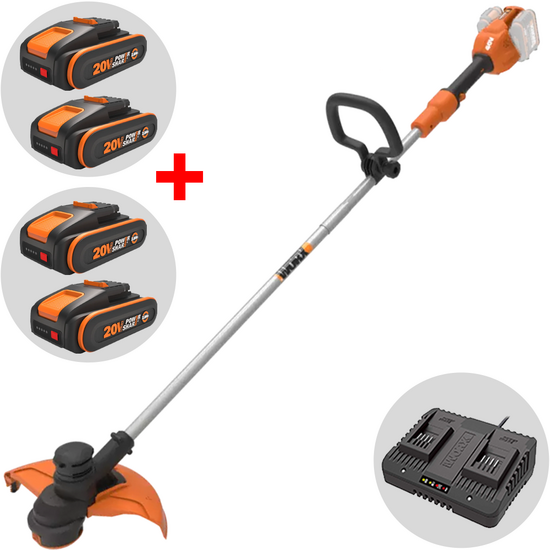 Worx WG183E - Decespugliatore a batteria 40V 2x20/2Ah + in omaggio 2x20/2Ah