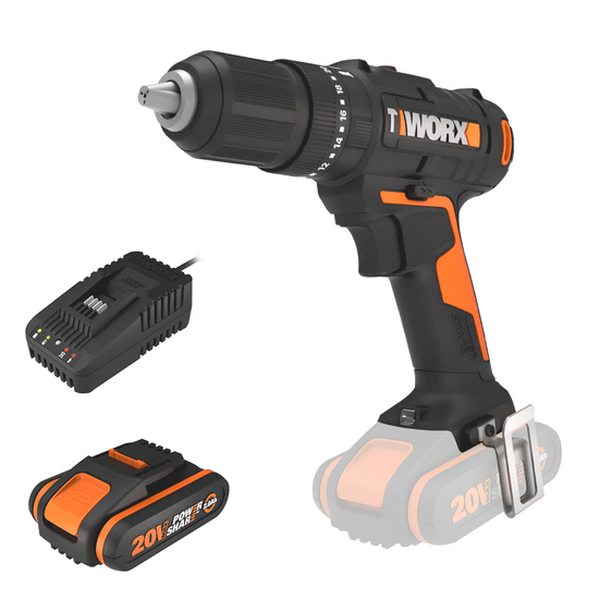 Worx WX370 - Trapano avvitatore a percussione a batteria - 20V/2Ah
