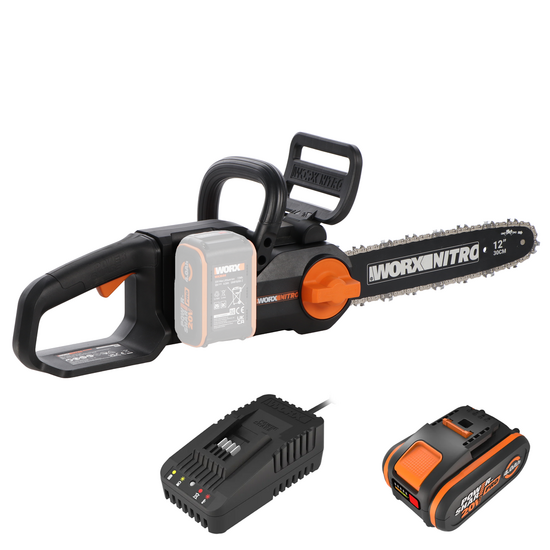 Worx Nitro WG350E - Elettrosega a batteria 20V 4Ah - Lama da 30 cm 