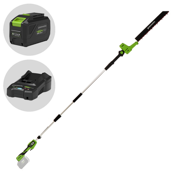 Greenworks G48PHTII - Tagliasiepi a batteria su asta di prolunga - 48V 4Ah