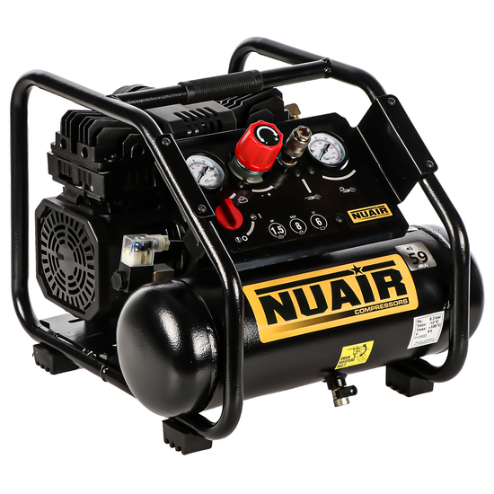 Nuair Siltek TB 6 - Compressore aria elettrico portatile monofase silenziato, oil-less  - Motore 1.5 HP - 6 lt