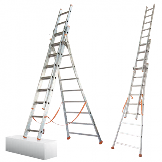 Facal Atlanta ATL230-3, 3x8 gradini, 5.10 m - Scala in alluminio - Altezza stimata operativa 5.90 m