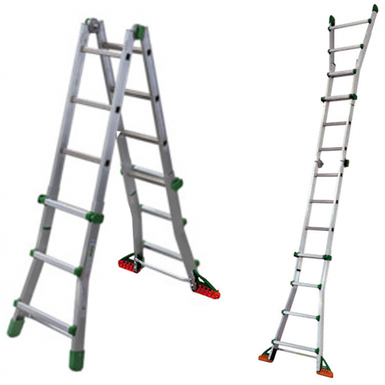 Facal Eurobriko BK/1,5 A, 2x7 gradini, 3.44 m - Scala in alluminio telescopica - Altezza stimata operativa 4.35 m