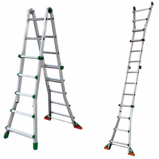 Facal Eurobriko BK/4 A, 2x10 gradini, 5.12 m - Scala in alluminio telescopica - Altezza stimata operativa 6.05 m