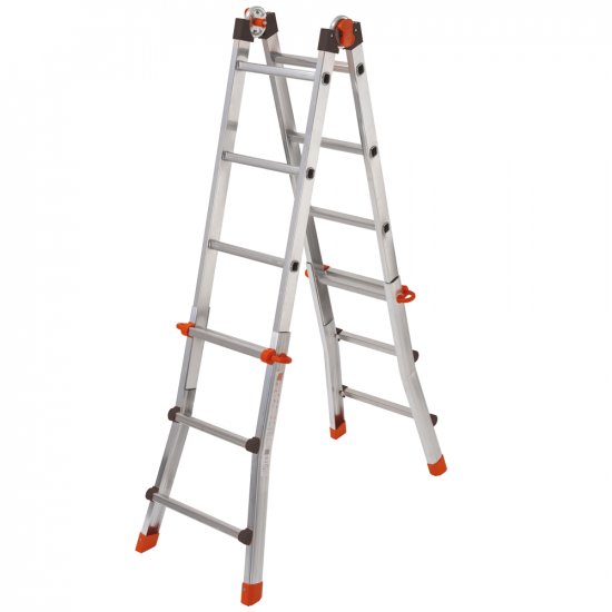 Gierre Peppina AL001, 2x7 gradini, 3.29 m - Scala in alluminio telescopica - Altezza stimata operativa 4.29 m