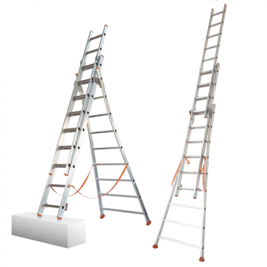 Facal Atlanta ATL260-3, 3x9 gradini, 5.94 m - Scala in alluminio - Altezza stimata operativa 6.69 m
