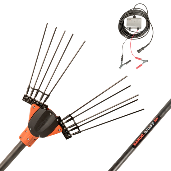 Bahco BCL52FP 36V - Abbacchiatore elettrico a batteria - Asta fissa in carbonio + prolunga - 250 + 70 cm