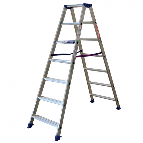 Marchetti Gaudi 07, 2x7 gradini, 1.90 m - Scala in alluminio doppia - Altezza stimata operativa 2.70 m