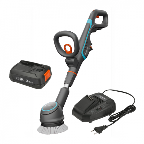 Gardena AquaBrush Compact 02/18V - Lavapavimenti a batteria - con starter kit 18V - 2.5Ah