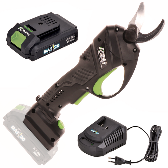 Ribimex PRBAT20/SEC - Forbice elettrica da potatura - 20V/2Ah - Diametro di taglio 25mm