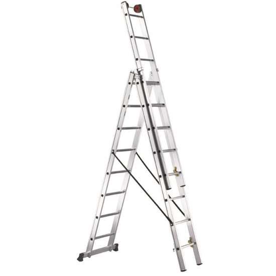 Svelt Euro E3 SCE30040, 3x14 gradini, 10.20 m - Scala telescopica in alluminio - Altezza stimata operativa 11.20 m