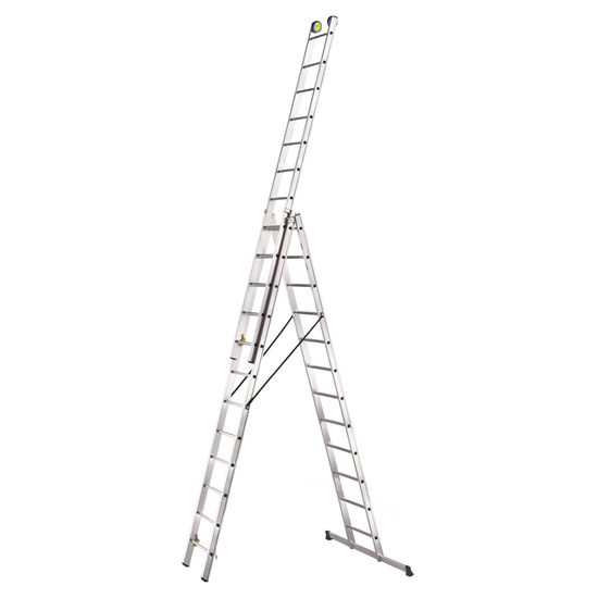Svelt Euro E3 SCE3R030, 3x12 gradini, 9.10 m - Scala telescopica in alluminio allungabile - Altezza stimata operativa 10.10 m