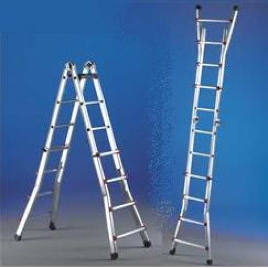 Svelt Scalissima GR SSCAL010, 2x10 gradini, 5.14 m - Scala in alluminio telescopica - Altezza stimata operativa 6.14 m