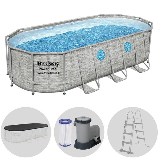 Bestway Steel Pro Max Splashview 56716 - 549x274x122 cm - Piscina Ovale per 7-8 Persone
