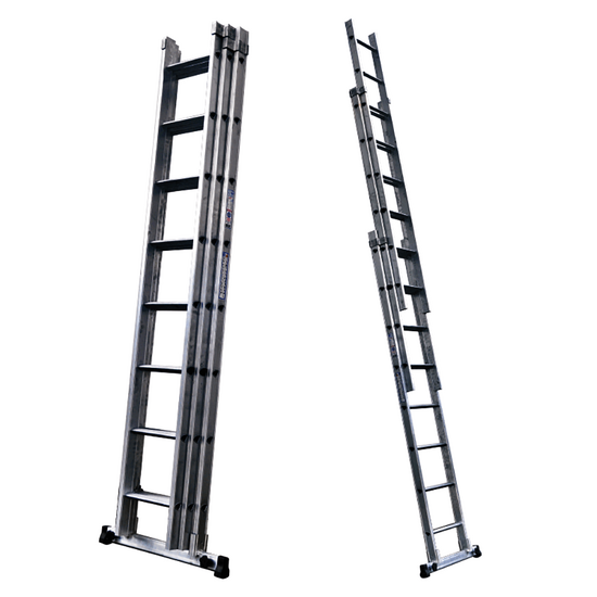 OUTLET - DIFETTI ESTETICI - S.T.P. Tria 3TR, 3x8 gradini, altezza 5.55 mt - Scala a sfilo in alluminio