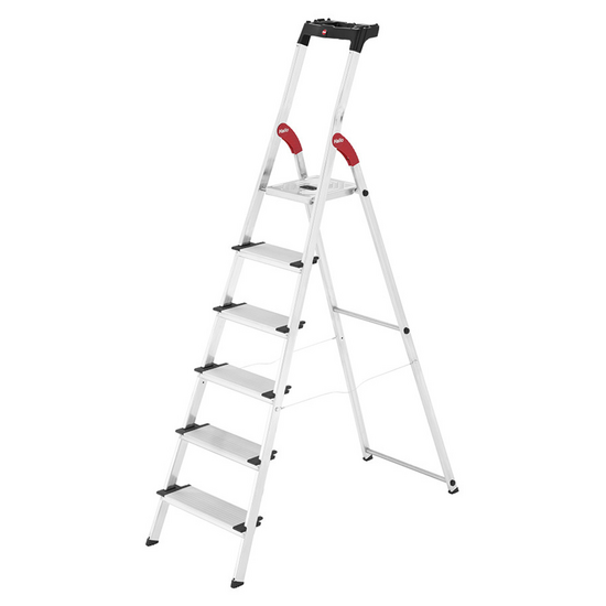 Hailo ProfiStep XXL, 6 gradini, 2.08 m - Scalandrino in alluminio con cavalletto - Altezza stimata operativa 3.05 m