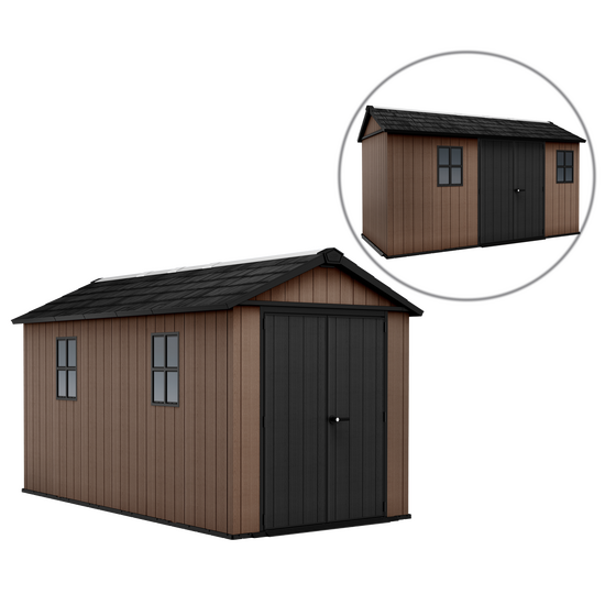 Keter Newton plus 7513/1375 - Casetta da giardino - Con porta doppia anta e finestre - 230x413x246 cm