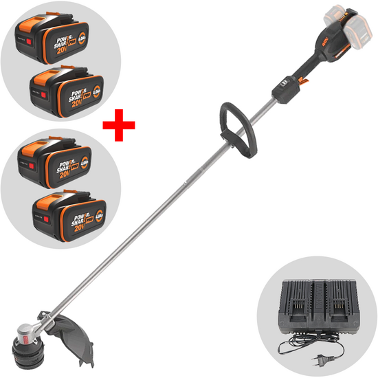 Worx Nitro WG185E - Decespugliatore a batteria 40V 2x20V/4Ah + in omaggio 2x20V/4Ah
