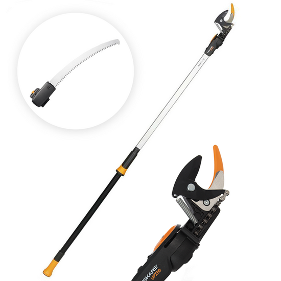 OUTLET - PICCOLI DIFETTI ESTETICI - Fiskars UPX86 - Forbicione da potatura telescopico professionale - asta 240/400 cm + segaccio - &Oslash; 32mm