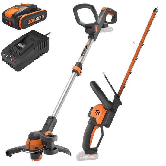 Worx WG918E - Kit Tagliasiepi + Tagliabordi a batteria - 20/2Ah