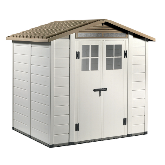 Garofalo Tuscany Evo 200 - Casetta da giardino - Con finestre e porta a doppia anta - 202.5x162.5x216 cm