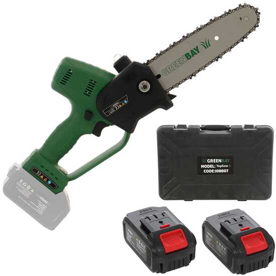 OUTLET - SENZA IMBALLO ORIGINALE - GreenBay TopSaw 8 - Potatore a batteria - 2 batterie da 21V - 4Ah