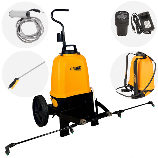 Volpi V-BLACK VITA 12 - Pompa irroratrice elettrica a batteria a spalla con trolley - Con barra irroratrice
