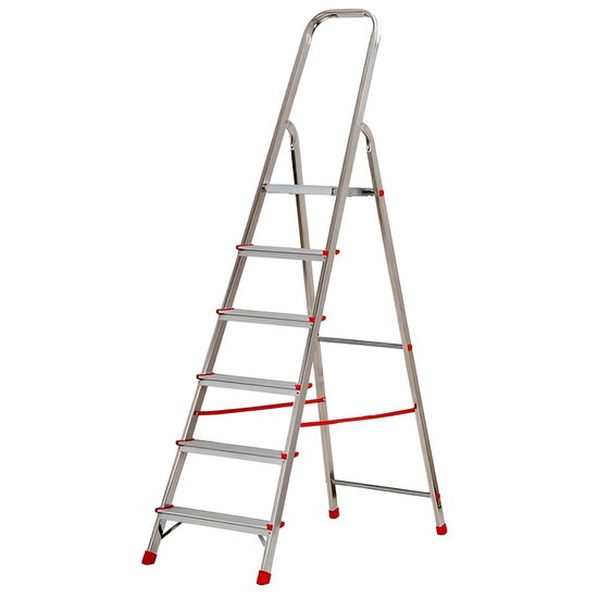 Gierre Scalamia AL160 , 6 gradini, 1.84mt - Scalandrino in alluminio con cavalletto