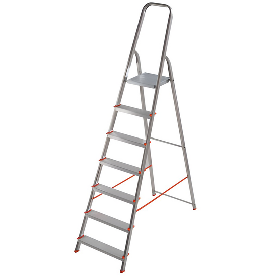 Gierre Scalamia AL170 , 7 gradini, 2.05mt - Scalandrino in alluminio con cavalletto