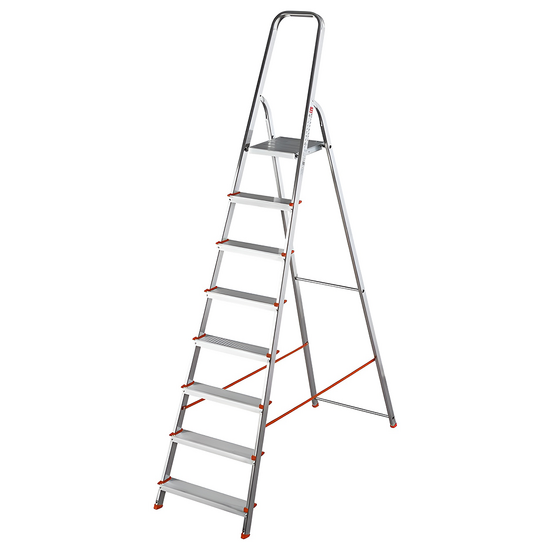 Gierre Scalamia AL180 , 8 gradini, 2.27mt - Scalandrino in alluminio con cavalletto