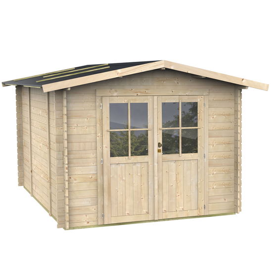 Alce Opera 254x276 - Casetta da giardino in legno - Con finestre e porta a doppia anta - 254x276x218 cm