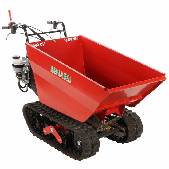 Benassi M503DH - Motocarriola cingolata - Cassone dumper idraulico - Portata 550Kg