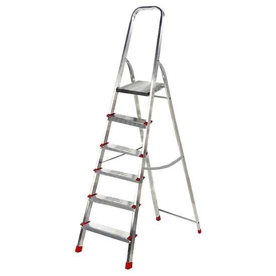Scalandrino in alluminio con cavalletto Alice 6, 6 gradini, 1.93 m - Altezza stimata operativa 2.32 m