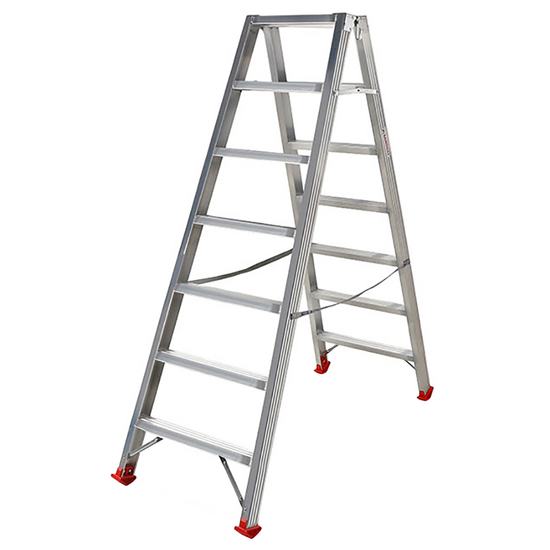 Scala in alluminio doppia 1031, 2x7 gradini, 1.70 m - Altezza stimata operativa - 2.70 m