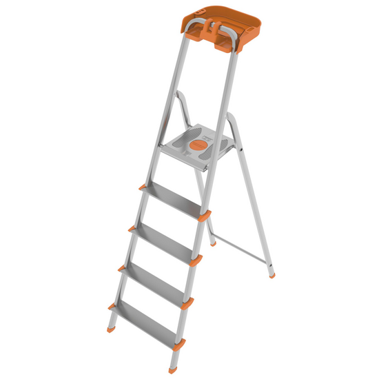 Colombo Attica S108A05P, 5 gradini, 1.06 m - Scalandrino in alluminio con cavalletto - Altezza stimata operativa 2.06 m