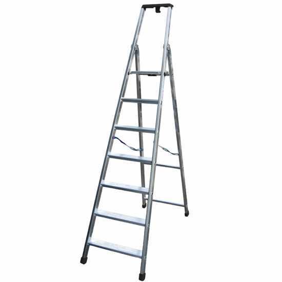 Facal Quadra Q50/7 Tecnoscala, 7 gradini, 2.19 m - Scalandrino in alluminio con cavalletto - Altezza stimata operativa 3.39 m
