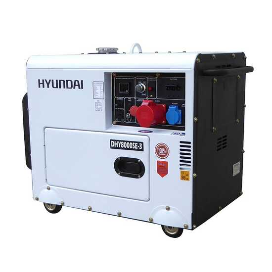 OUTLET - UTILIZZATA PER PROVA - Hyundai DHY8000SE3 - Generatore di corrente diesel silenziato carrellato con AVR 6.3 kW - Continua 6 kW Trifase