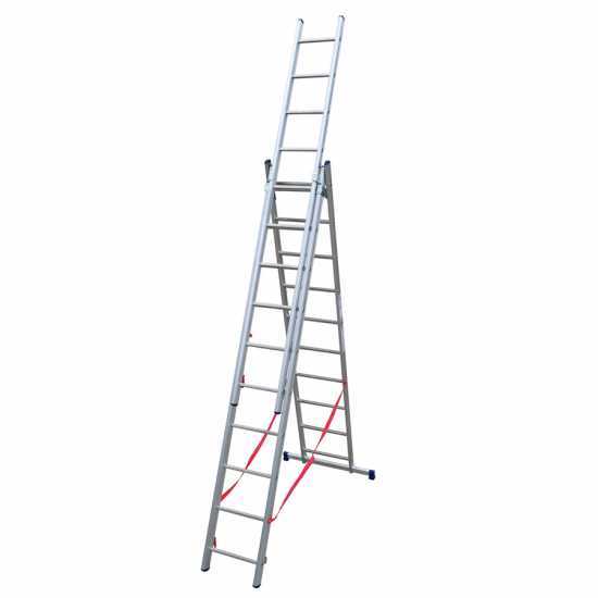 Facal Stilo SL290-3, 3x10 gradini, 6.22 m - Scala telescopica in alluminio allungabile - Altezza stimata operativa 7.12 m