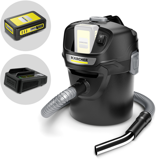 Karcher AD 2 Battery - Aspiracenere a bidone - Vano raccolta in metallo 14 lt - 18V/2,5Ah