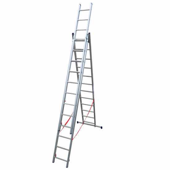 Facal Stilo SL350-3, 3x12 gradini, 8.18 m - Scala telescopica in alluminio allungabile - Altezza stimata operativa 9.08 m