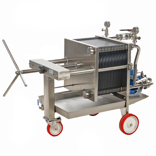 Enotecnica Pillan FC42 - Filtro per vino professionale da 20 cartoni 40x40 cm - Telaio e pompa in acciaio INOX