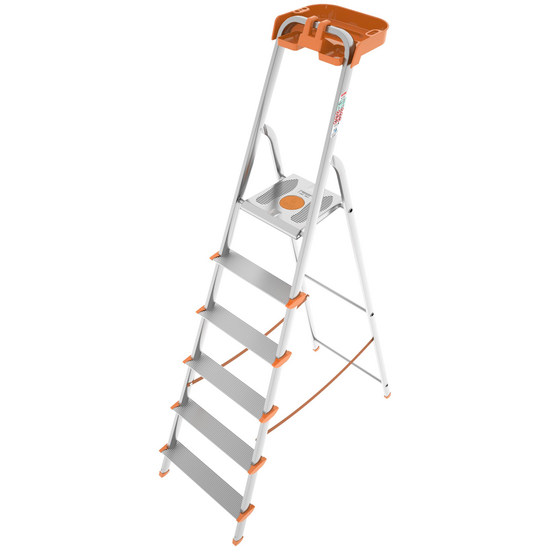 Colombo Attica, 6 gradini, 1.29mt - Scalandrino in alluminio con cavalletto