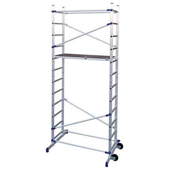 OUTLET - PICCOLI DIFETTI ESTETICI - Facal Pinna Clic - Trabattello in alluminio - Due alzate - Zoppo per scale - Altezza 3,65m