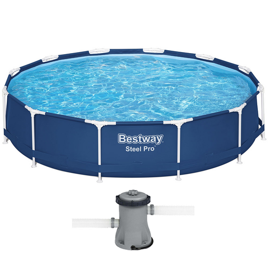OUTLET - SENZA IMBALLO ORIGINALE - Bestway Steel Pro 56681 - Piscina Rotonda + Pompa filtro 16 W