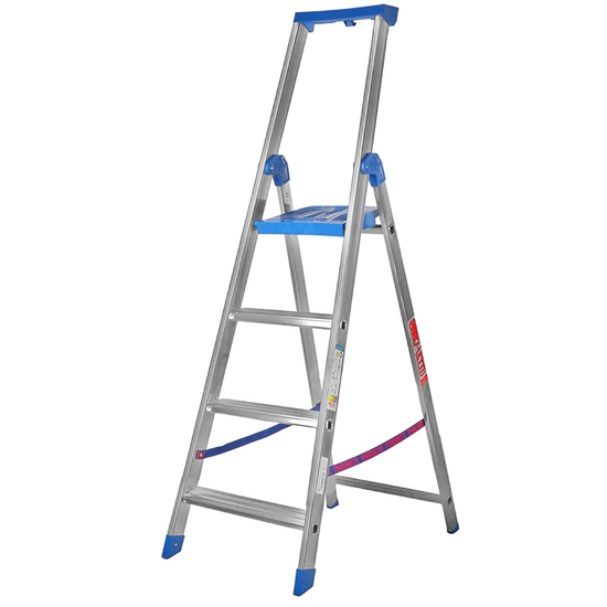 Marchetti CLIMB 04, 4 gradini, 1.75 m - Scalandrino in alluminio con cavalletto - Altezza stimata operativa 2.75 m