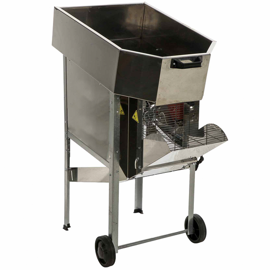 Jolly Falkom – Defogliatrice elettrica per olive in acciaio inox AISI 304 – Variatore di velocità e vasca 77 L