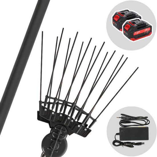 Aima Twist Plus Cordless - Abbacchiatore elettrico a batteria - Asta fissa in alluminio - 250cm - 2 x 21V 5.2Ah