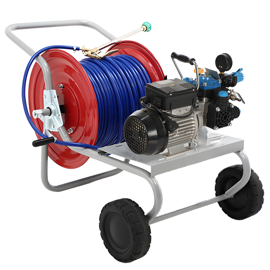 Kit motopompa elettrica da irrorazione con carrello - Bertolini Pumps POLY 2030 H.P. RTE.1 - Per prodotti chimici e acidi