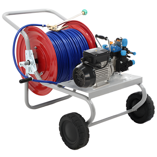 Kit motopompa elettrica da irrorazione con carrello - Bertolini Pumps POLY 2020 H.P. RTE.1 - Per prodotti chimici e acidi